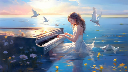 湖中弹琴的白衣仙子