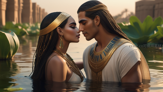 尼罗河畔的埃及恋人深情相拥