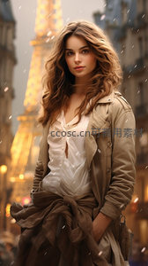 巴黎雪夜中的优雅女子