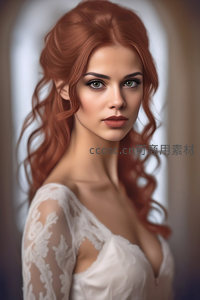 红发少女优雅凝视镜头