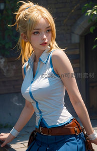 金发少女户外休闲姿态