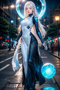 机械女战士都市夜景