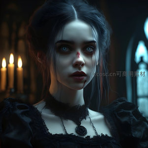 哥特少女烛光中凝视深渊