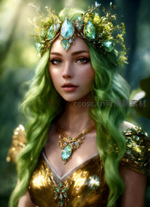 绿发精灵女王，森林冠冕闪耀