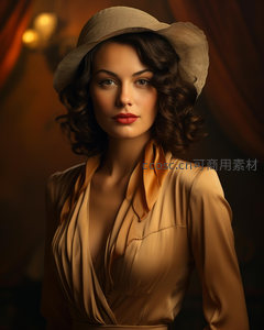 复古帽檐下的优雅女神