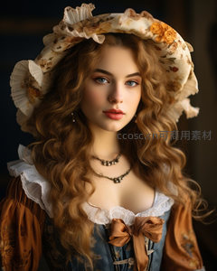 古典花边帽下的浪漫少女