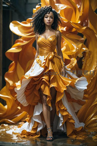 金白华服的卷发佳人