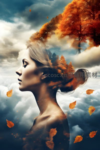 秋日云海中的侧颜