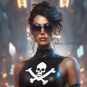 墨镜骷髅的酷飒女郎
