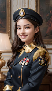 黑金军装少女典雅端庄