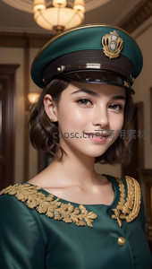 绿裙少女佩戴华丽金饰