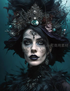 暗黑哥特女王，羽毛与宝石的华丽加冕