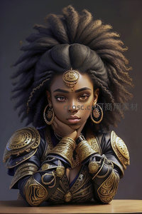 非洲女王风范，华丽金饰与蓬松卷发