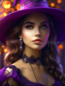 神秘紫袍女巫凝视前方