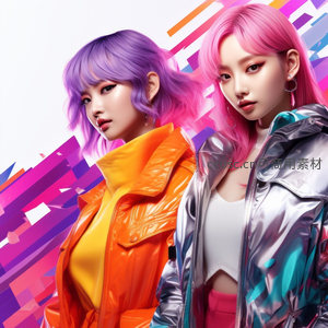 霓虹双姝未来感街头造型