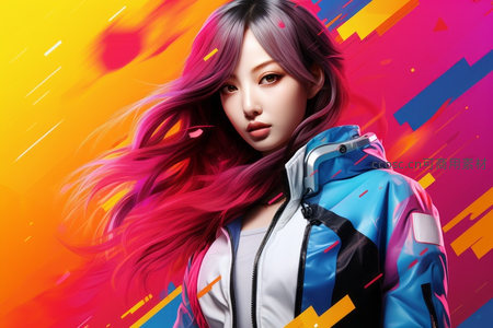 动感紫粉发潮酷女孩