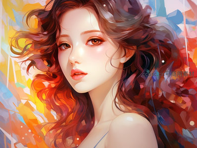 色彩斑斓的卷发美人