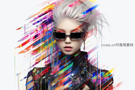 炫彩光束下的酷女孩