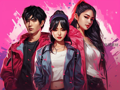 粉红涂鸦下的青春三人组