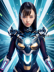 未来女战士装甲发光，科技感十足