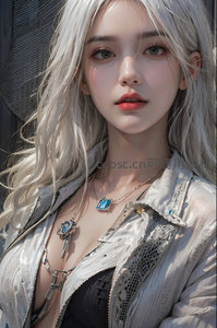 银发机甲风美女肖像