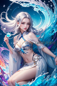水元素女神浪花环绕