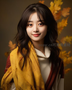 秋日女孩微笑溫暖人心