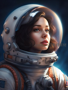 太空中的女宇航員凝視遠方