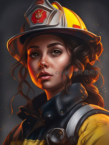 女消防員頭盔下堅毅目光