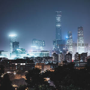 北京国贸夜色，灯火璀璨