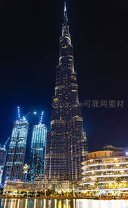 迪拜哈利法塔夜景，璀璨灯光照亮天际