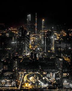 璀璨都市夜空下的摩天楼群