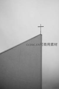 黑白极简教堂尖顶十字架特写