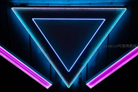 蓝紫几何霓虹三角光效装置