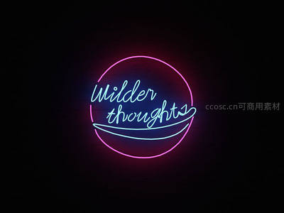 粉蓝霓虹圈内手写体“Wilder thoughts”