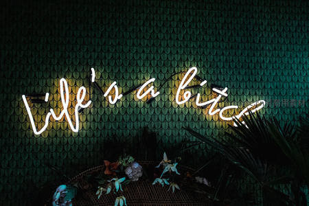 白色手写体Life's a Bitch霓虹灯