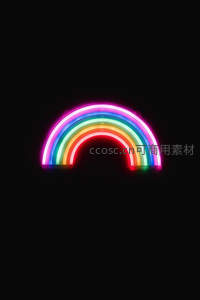 霓虹彩虹在黑暗中绽放绚丽光芒