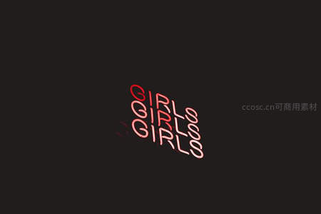 红色霓虹“GIRLS”字样特写