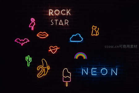 多彩霓虹墙贴集合摇滚明星主题装饰
