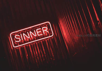 红色霓虹灯牌 SINNER 字样墙饰