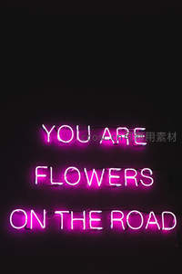 粉紫霓虹英文标语墙饰
