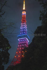 东京塔夜景彩灯璀璨夺目