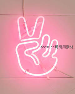 粉色和平手势霓虹灯饰
