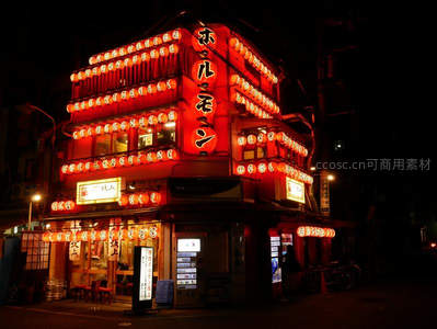红灯笼日式居酒屋夜景