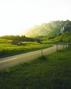 阿尔卑斯山麓的田园公路