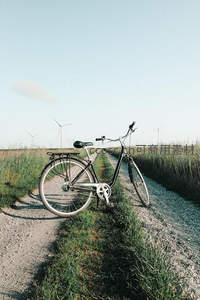 田野小径旁停放的单车