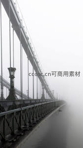 雾中静谧的悬索桥