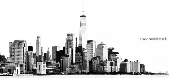 黑白风格的纽约天际线经典呈现