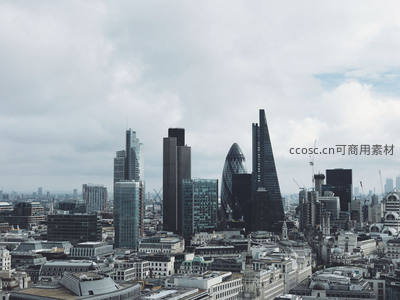 伦敦金融城摩天大楼群航拍