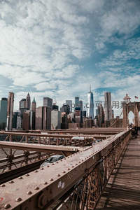 布鲁克林大桥之上，曼哈顿天际线尽收眼底